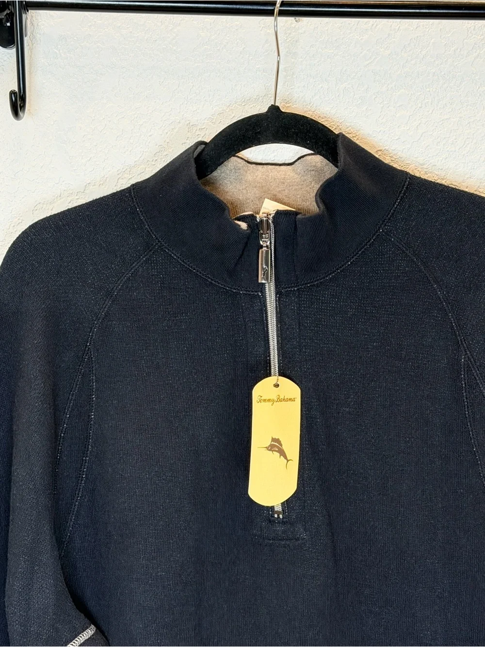 Tommy Bahama Reversible Half Zip Pullover NWT! in Midnight Oil size Large